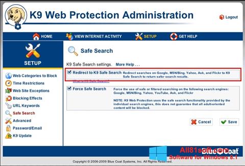 Snimak zaslona K9 Web Protection Windows 8.1