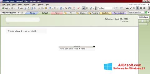 Snimak zaslona Microsoft OneNote Windows 8.1