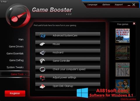 Snimak zaslona Game Booster Windows 8.1