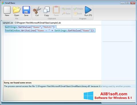 Snimak zaslona Small Basic Windows 8.1