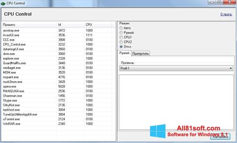 Snimak zaslona CPU-Control Windows 8.1