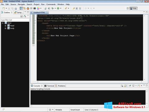 Snimak zaslona Aptana Studio Windows 8.1