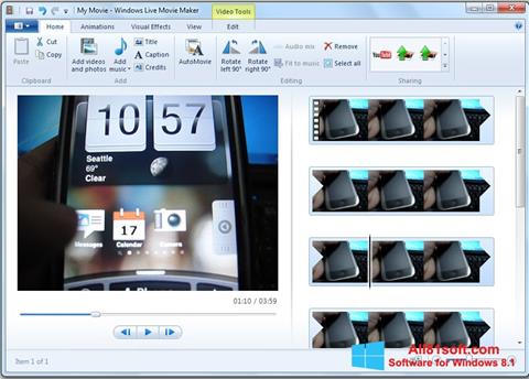 Snimak zaslona Windows Live Movie Maker Windows 8.1