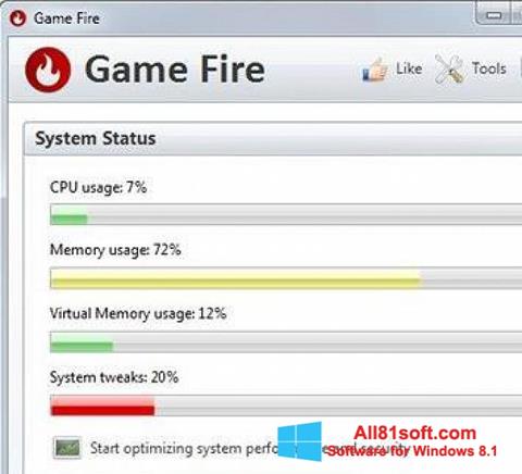 Snimak zaslona Game Fire Windows 8.1