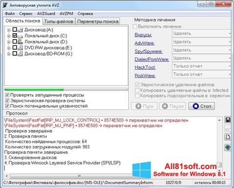 Snimak zaslona AVZ Windows 8.1