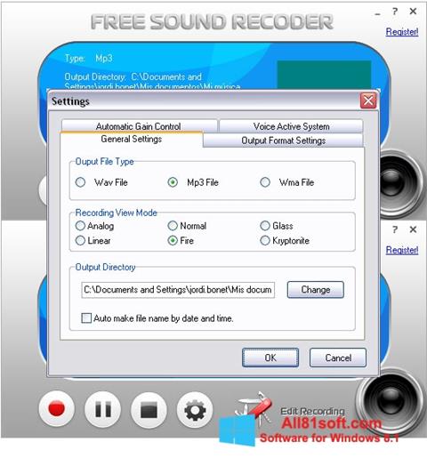 Snimak zaslona Free Sound Recorder Windows 8.1