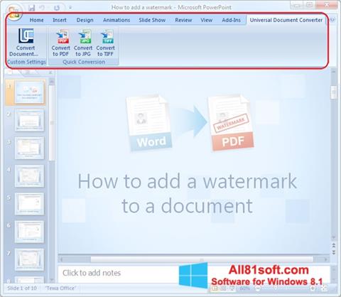 Snimak zaslona Microsoft PowerPoint Windows 8.1