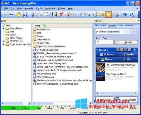 Snimak zaslona Nero Burning ROM Windows 8.1