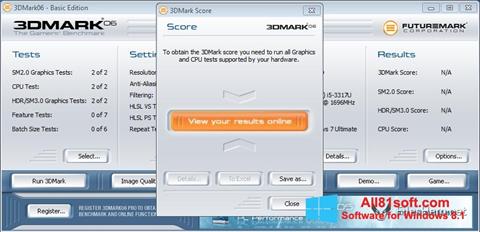 Snimak zaslona 3DMark06 Windows 8.1