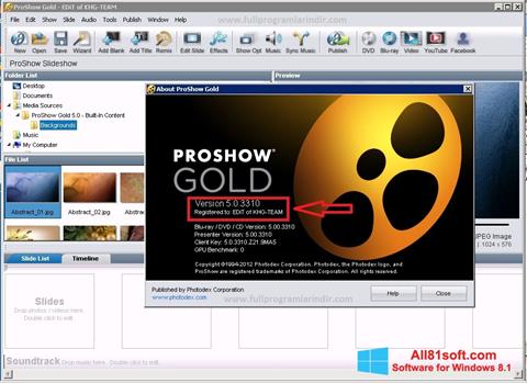 Snimak zaslona ProShow Gold Windows 8.1