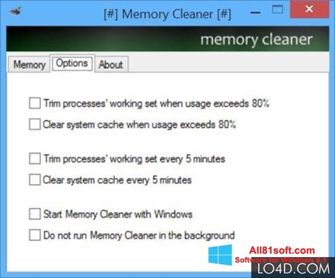 Snimak zaslona Memory Cleaner Windows 8.1