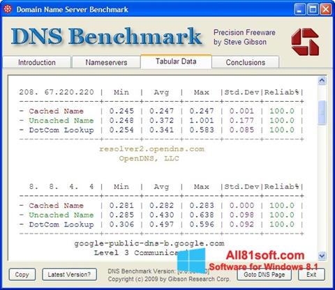 Snimak zaslona DNS Benchmark Windows 8.1