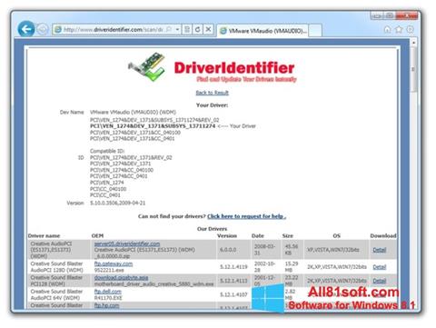 Snimak zaslona Driver Identifier Windows 8.1