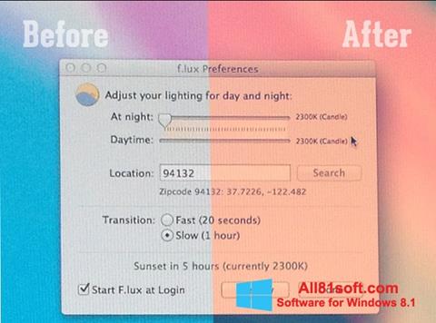 Snimak zaslona F.lux Windows 8.1