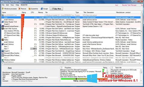 Snimak zaslona Security Task Manager Windows 8.1