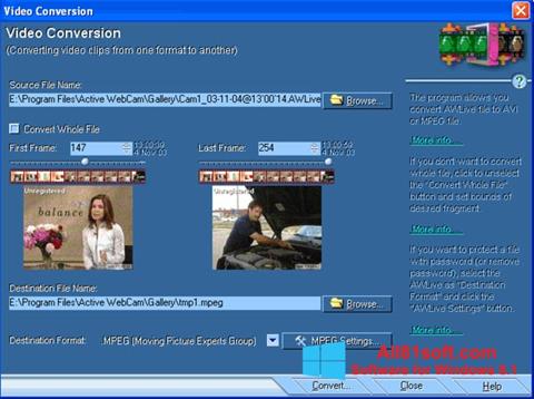 Snimak zaslona Active WebCam Windows 8.1