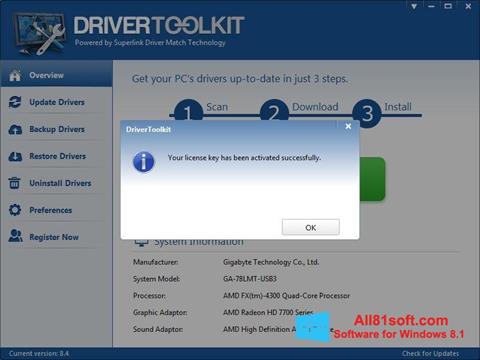 Snimak zaslona Driver Toolkit Windows 8.1