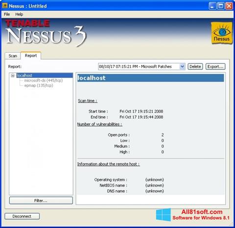 Snimak zaslona Nessus Windows 8.1