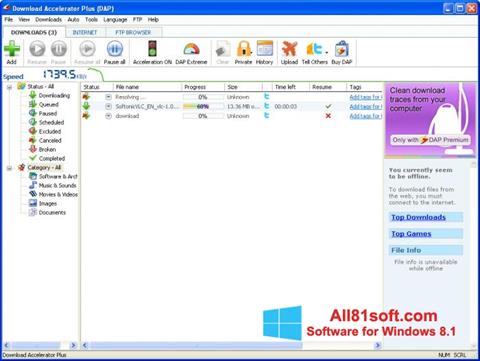 Snimak zaslona Download Accelerator Plus Windows 8.1