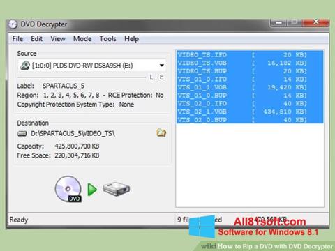 Snimak zaslona DVD Decrypter Windows 8.1