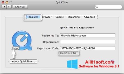 Snimak zaslona QuickTime Pro Windows 8.1