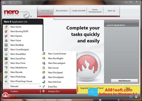 Snimak zaslona Nero StartSmart Windows 8.1