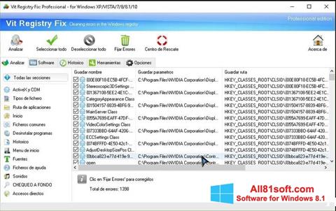 Snimak zaslona Vit Registry Fix Windows 8.1