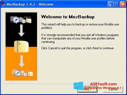 Snimak zaslona MozBackup Windows 8.1