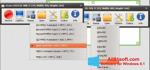 Snimak zaslona oCam Screen Recorder Windows 8.1