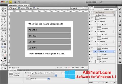 Snimak zaslona Adobe Fireworks Windows 8.1
