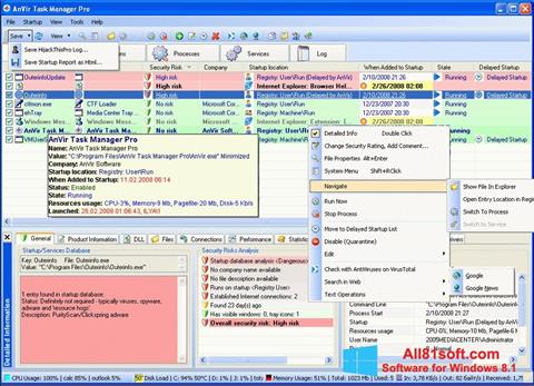 Snimak zaslona AnVir Task Manager Windows 8.1