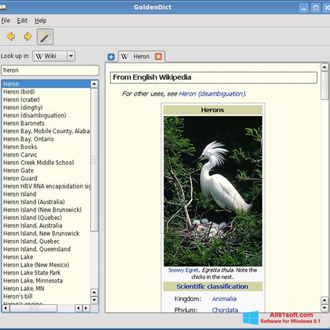Snimak zaslona GoldenDict Windows 8.1