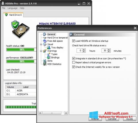 Snimak zaslona HDDlife Windows 8.1