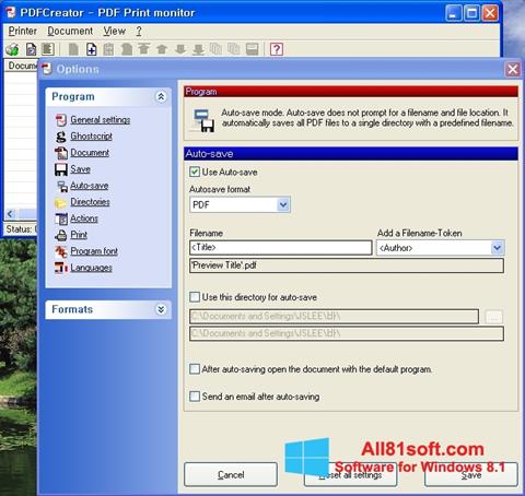 Snimak zaslona PDFCreator Windows 8.1