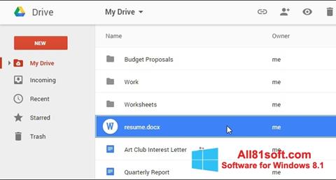 Snimak zaslona Google Drive Windows 8.1