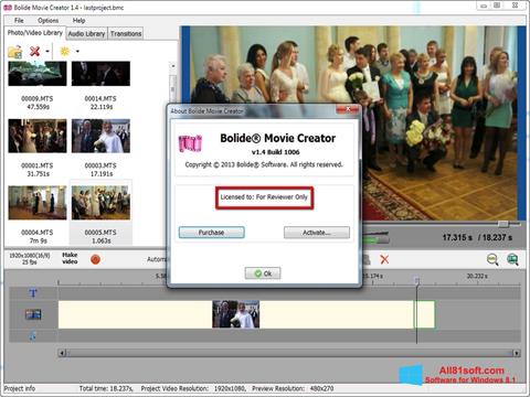 Snimak zaslona Bolide Movie Creator Windows 8.1