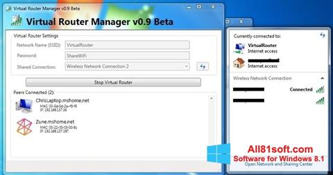 Snimak zaslona Virtual Router Manager Windows 8.1