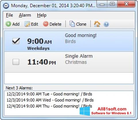 Snimak zaslona Free Alarm Clock Windows 8.1