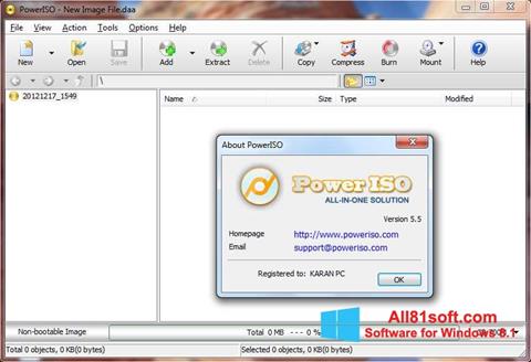 Snimak zaslona PowerISO Windows 8.1