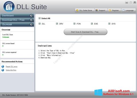 Snimak zaslona DLL Suite Windows 8.1
