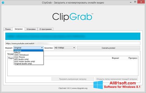 Snimak zaslona ClipGrab Windows 8.1
