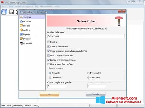 Snimak zaslona Cobian Backup Windows 8.1