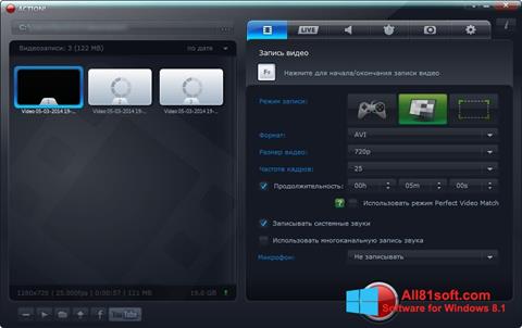 Snimak zaslona Mirillis Action! Windows 8.1