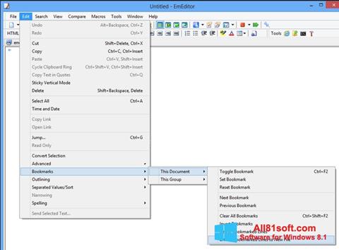 Snimak zaslona EmEditor Windows 8.1