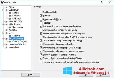 Snimak zaslona AnyDVD Windows 8.1