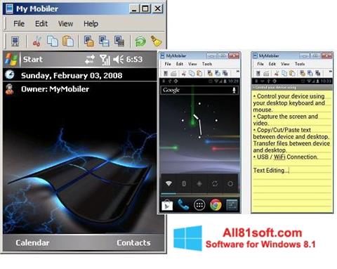 Snimak zaslona MyMobiler Windows 8.1