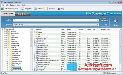 Snimak zaslona File Scavenger Windows 8.1