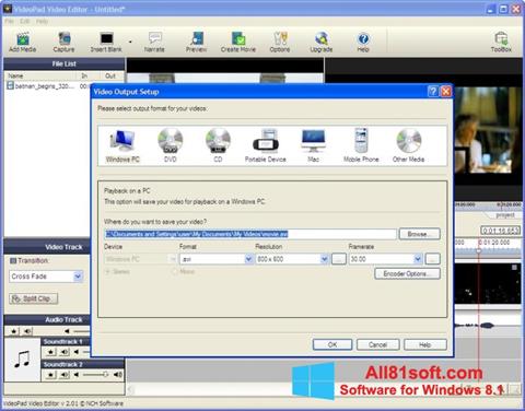 Snimak zaslona VideoPad Video Editor Windows 8.1
