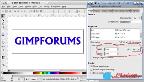 Snimak zaslona Inkscape Windows 8.1
