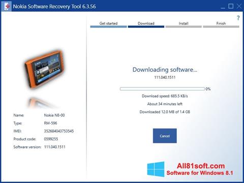 Snimak zaslona Nokia Software Recovery Tool Windows 8.1